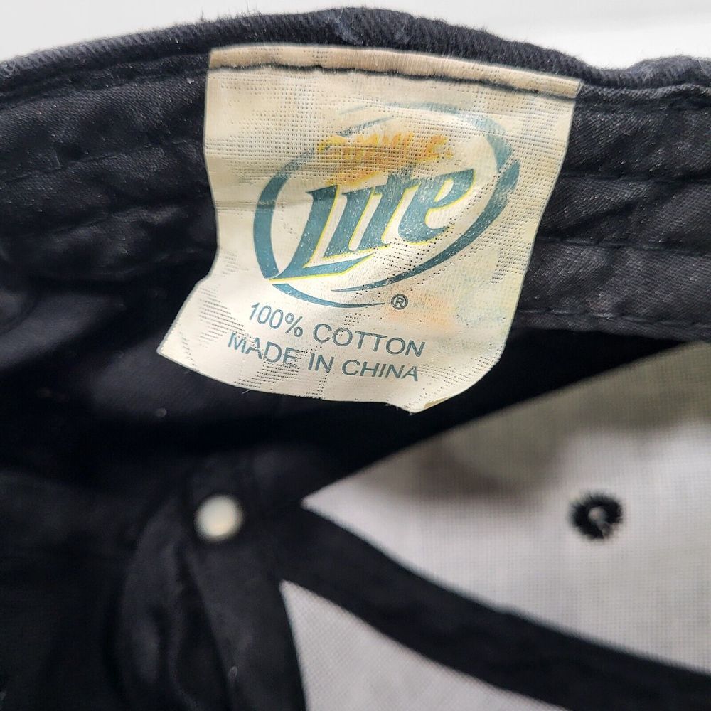 Miller Lite Beer Black Hat One Size Adjustable Hook Loop - Picture 7 of 7